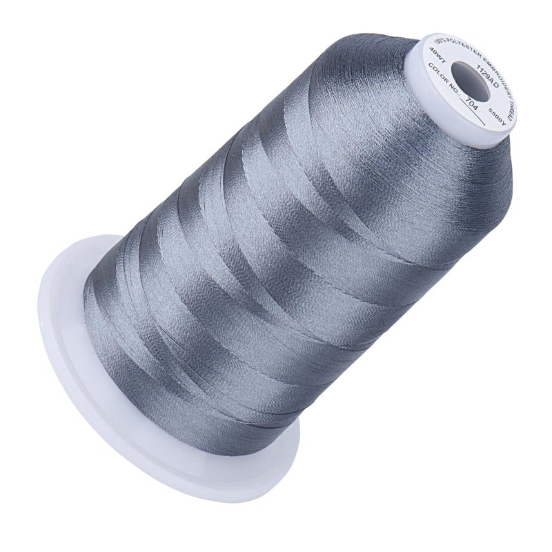 Simthread 5500Yds Embroidery Thread, 5000M High-Yardage 40WT 100% Polyester Thread - 170+ Vivid Colors, High-Speed Rated - Compatible with Brother, Singer, Janome & More - Pewter 704 - Image 1